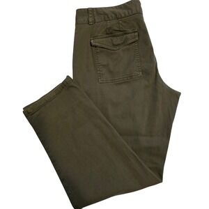 LOFT Cargo Pant Women 10P Army Green Cropped Straight Leg Mid Rise Olive Casual